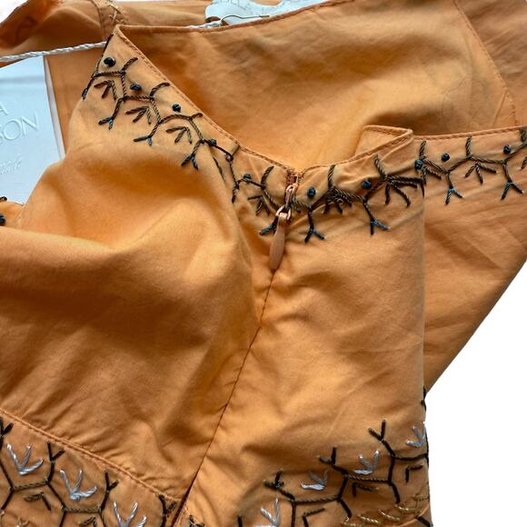 NWT Ulla Johnson Pilar Top in Papaya Size 2 Embroidered Peplum Top - Picture 10 of 12